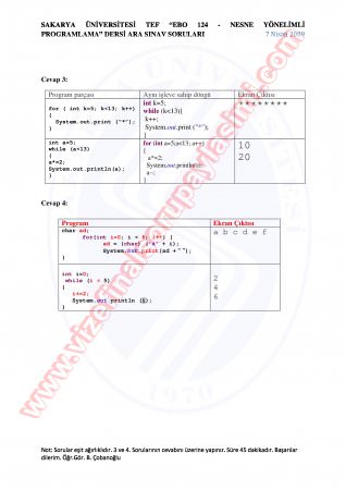 Nesne Yönelimli Programlama Vize Soruları Ve Cevapları-2009