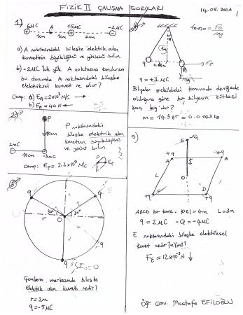 Fizik -2 Çalışma Soruları ve Cevapları
