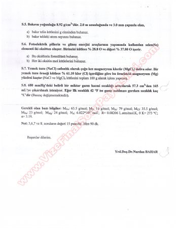 Kimya Vize Soruları 2011