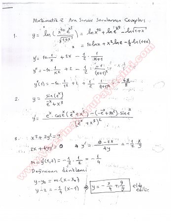 Matematik -2  Vize Soruları Ortak