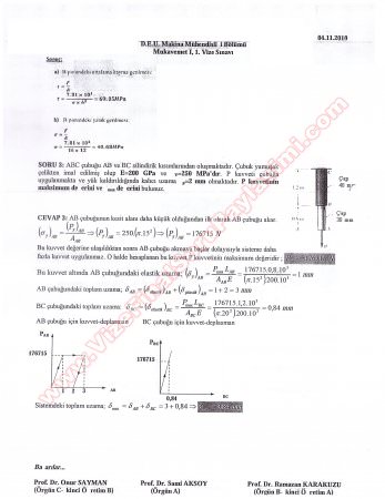 Mukavemet -1 Vize Soruları ve Çözümleri