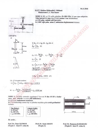 Mukavemet -1 Vize Soruları ve Çözümleri