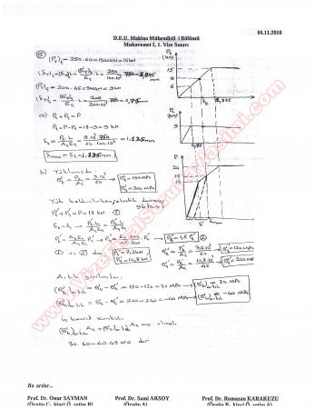 Mukavemet -1 Vize Soruları ve Çözümleri