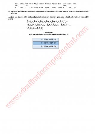 Ekonometri Final Soruları