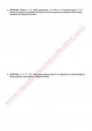 İktisadi Matematik Final Soruları-2014