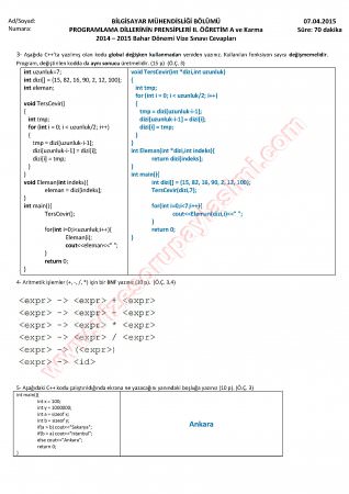 Programlama Dillerinin Prensibleri Vize Soruları Ve Cevapları-2015