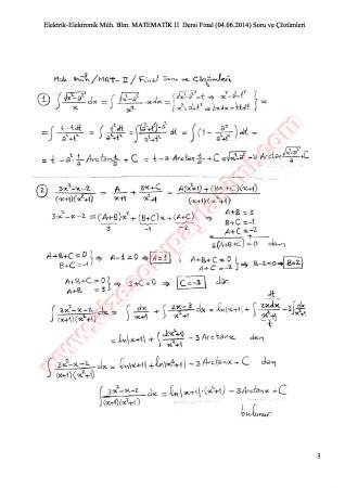 Matematik-2 Final Soruları Ve Cevapları-2014