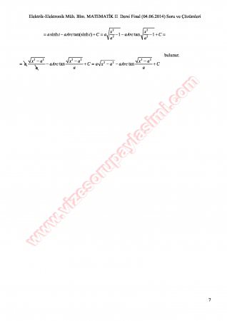 Matematik-2 Final Soruları Ve Cevapları-2014