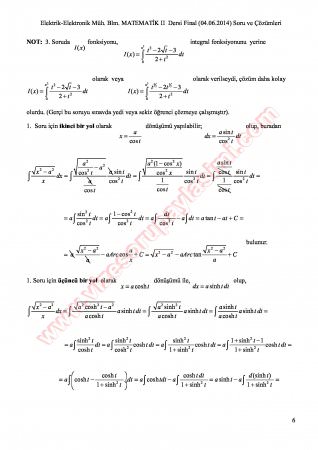 Matematik-2 Final Soruları Ve Cevapları-2014