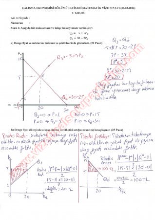 İktisadi Matematik Vize Soruları Ve Cevapları-2013