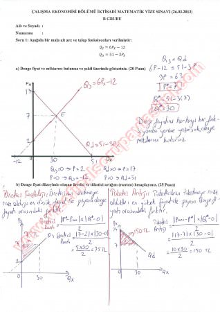 İktisadi Matematik Vize Soruları Ve Cevapları-2013