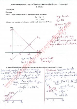 İktisadi Matematik Vize Soruları Ve Cevapları-2013