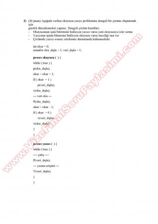 İşletim Sistemleri (Operating Systems) Vize Soruları