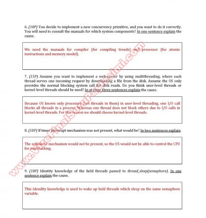 İşletim Sistemleri (Operating Systems) Vize Soruları -2014