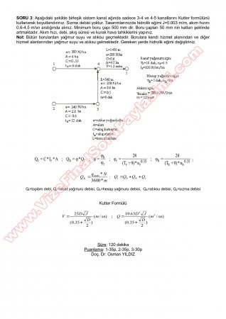 Su Temini ve Çevre Sağlığı Dersi Bütünleme Soruları