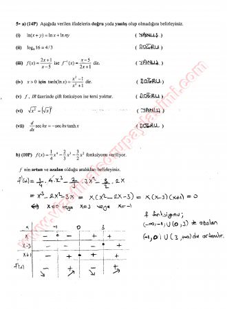 Matematik-1 Vize Soruları Ve Cevapları