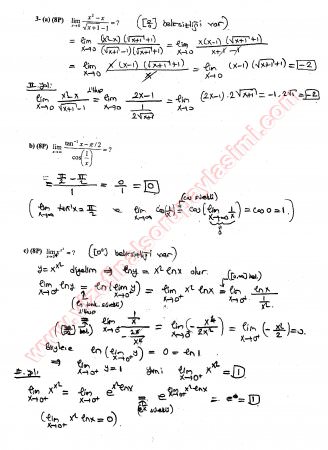 Matematik-1 Vize Soruları Ve Cevapları