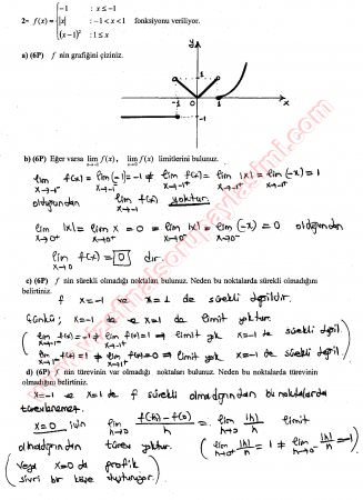 Matematik-1 Vize Soruları Ve Cevapları