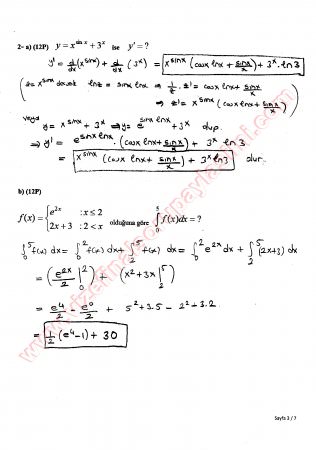 Matematik-1 Final Soruları Ve Cevapları