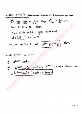 Matematik-1 Bütünleme Soruları Ve Cevapları