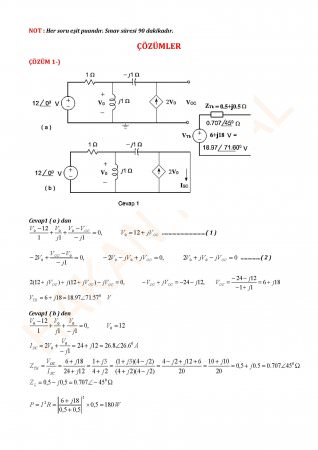 Elektrik Devreleri-1 Vize Soruları Ve Cevapları 