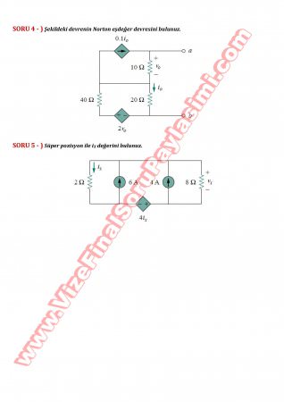 Elektrik Devreleri-1 Mazeret Vize Soruları 