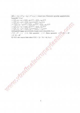 Fonksiyonel Analiz-1 Vize Soruları Ve Cevapları