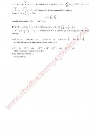Fonksiyonel Analiz-1 Final Soruları-2011