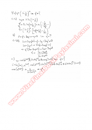 Matematik -1  Final Soruları
