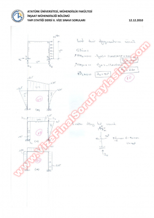Yapı Statiği Vize2 Soruları -2010