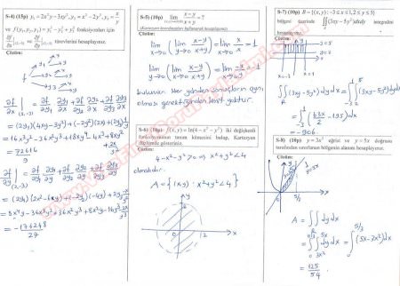 Matematik -2 Mazeret Soruları ve Cevapları