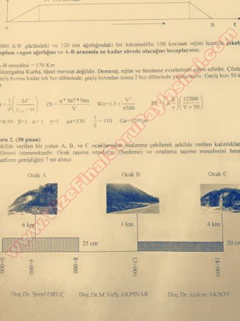 Ulaşım -2 Dersi Final Soruları ve Cevapları