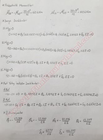 Yapı Statiği -2 Final Soruları ve Cevapları -2014