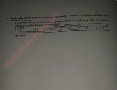 İstatistik ve Olasılık Sınav Soruları