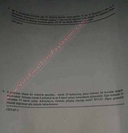 İstatistik ve Olasılık Sınav Soruları