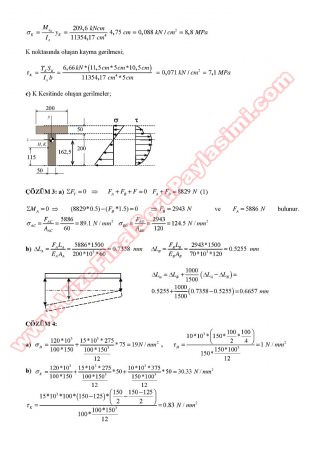 Mukavemet -1 Final Soruları ve Cevapları - İ.Ö.