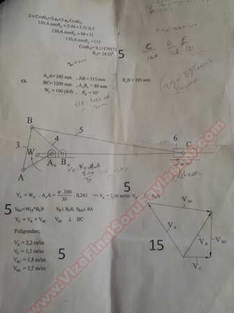 Mekanizma Tekniği Dersi Vize Soruları ve Cevapları