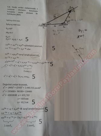 Mekanizma Tekniği Dersi Vize Soruları ve Cevapları