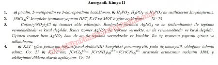 Anorganik Kimya -2 Sınav Soruları