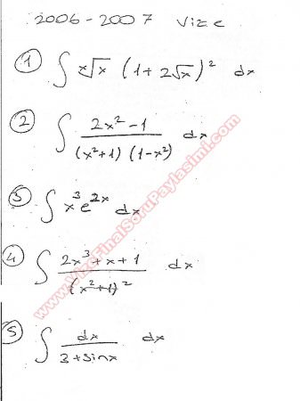 Matematik -2 Vize Soruları - 2007