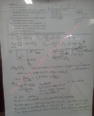 Dinamik Dersi Final Soruları ve Cevapları - 2015