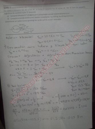 Dinamik Dersi Final Soruları ve Cevapları - 2015