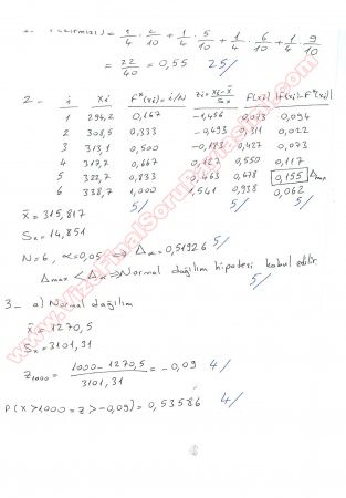 İstatistik Dersi Final Soruları ve Cevapları