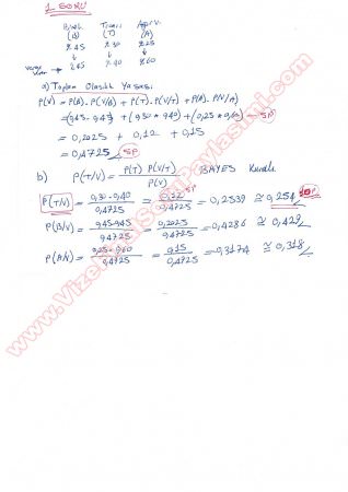 İstatistik Dersi Bütünleme Soruları ve Cevapları