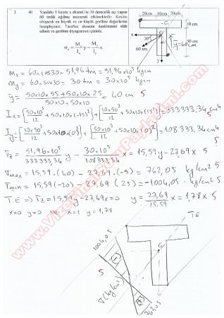 Mukavemet -1 Final Soruları ve Cevapları -2015