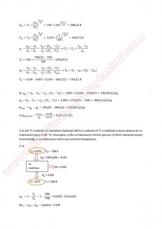 Termodinamik -2 Final Soruları ve Cevapları -2013