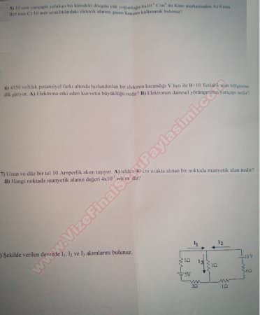 Fizik -2 Final Soruları ve Cevapları - 2015