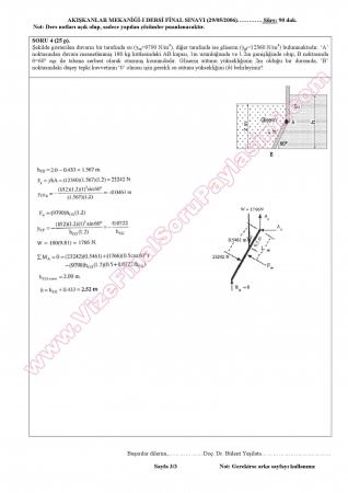 Akışkanlar Mekaniği -1 Final Soruları ve Çözümleri