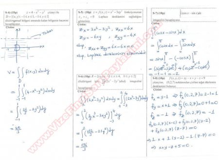 Matematik -2 Bütünleme Soruları ve Cevapları -2015