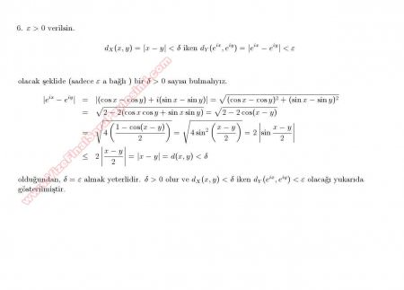 Topoloji Dersi Bütünleme Soruları ve Çözümleri